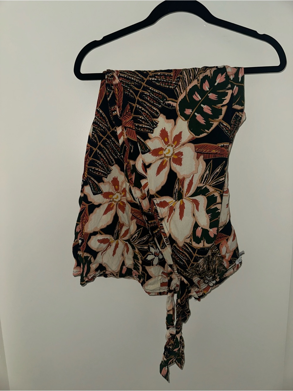 Floral Blue, Green, & Pink Tie-Front Women's Pant